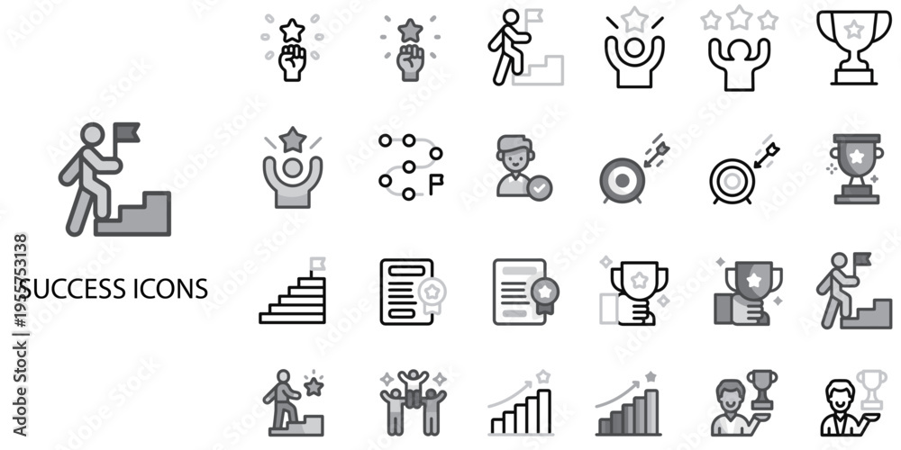 Fototapeta premium Success simple concept 24 Grew color icons set .Vector illustration.