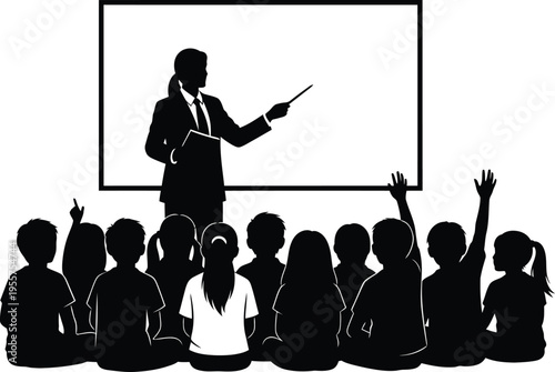 Teacher presenting to a classroom of engaged students