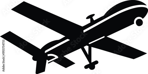 Military drone unmanned aerial vehicle silhouette vector graphic illustration on a white background