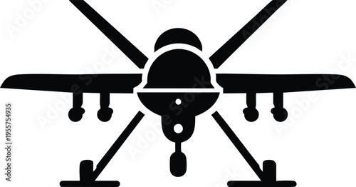 Military drone unmanned aerial vehicle silhouette vector graphic illustration on a white background