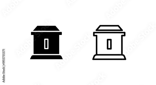 Ballot box icon: voting symbol in black and white for elections