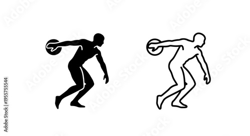 Shot put icon silhouette - black and white vector graphic