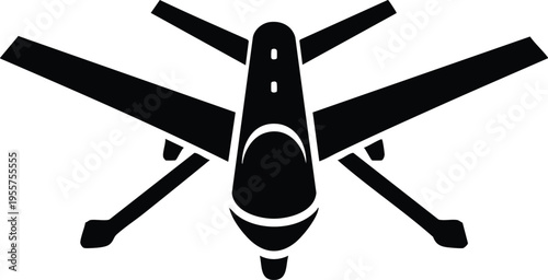 Military drone unmanned aerial vehicle silhouette vector graphic illustration on a white background