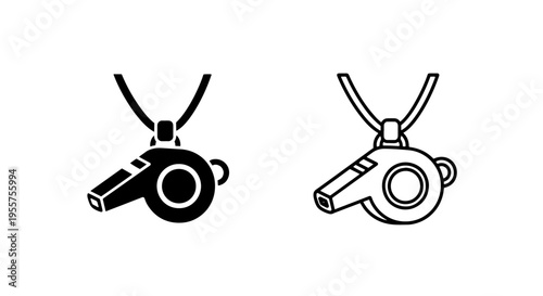 Whistle on lanyard icon: sports referee or coach tool