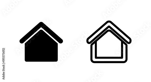 House black and white icon set vector with real estate