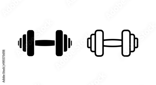 Fitness dumbbell icon, strength training equipment, workout symbol