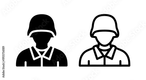Soldier icon silhouette front view: military personnel symbol