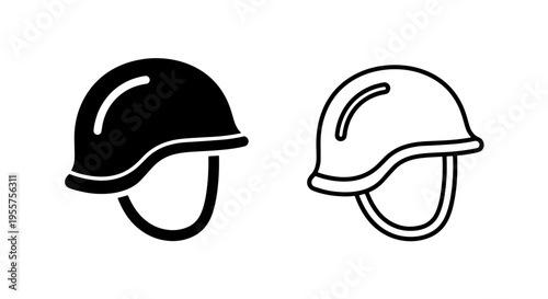 Construction hard hat icon - safety protection symbol in black and white