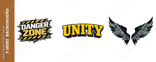 Creative graphic design featuring bold typography and striking wing illustration for t shirts and apparel design elements