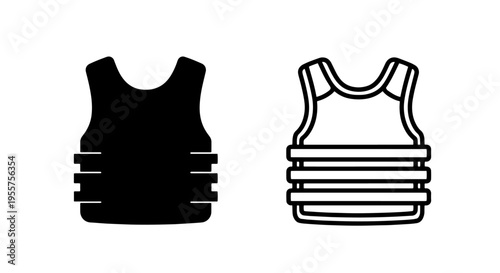 Bulletproof vest icon silhouette set