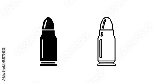 Bullet cartridge icon set vector illustration - ammunition caliber symbol silhouette outline
