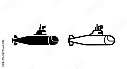 Submarine vessel icon vector illustration for underwater exploration and naval concepts