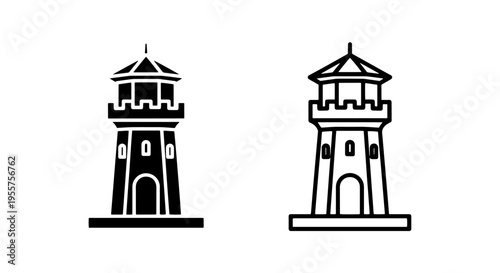 Minimalist lighthouse icon design for navigation and coastal safety concepts