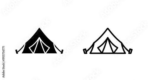 A-frame tent icon for wilderness camping and outdoor survival activities graphics