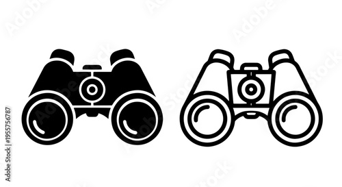 Binoculars icon for observation, exploration, and wildlife viewing concepts