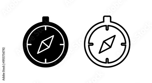 Simple compass icon for general direction and location finding graphics design