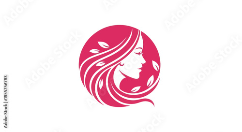 Woman profile silhouette circle design