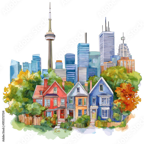 Toronto. Toronto hand drawn watercolor illustration