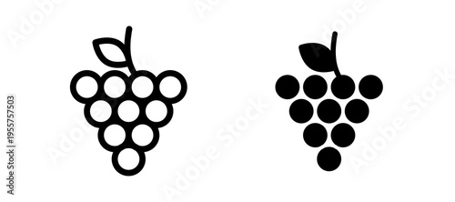 Grapes icon in black color for website or app.