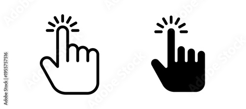 Hand click icon in black color for website or app.