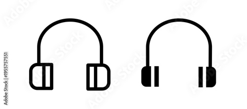 Headphones icon in black color for website or app.