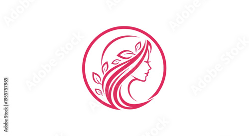 Woman profile silhouette in circle