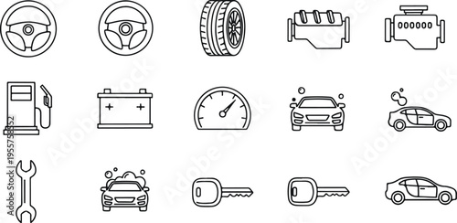 Collection of car service and repair icons
