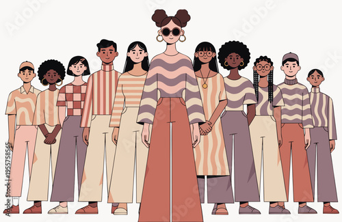 group of stylish young people
