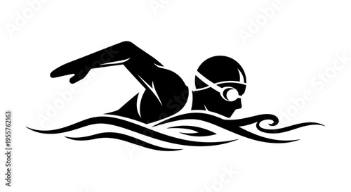Silhouette of a swimmer in the freestyle stroke, a symbol of athletic achievement