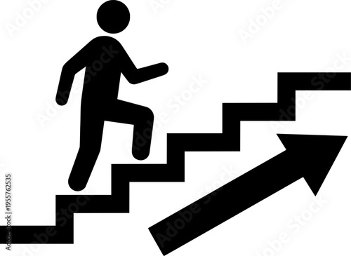 climbing stairs career ladder on transparent background for web and graphic design
