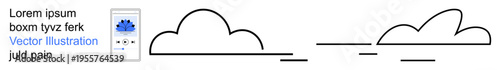Weather tracking, digital applications, user interface design, connectivity, cloud storage, minimalism. Sketch of two clouds and a smartphone interface. Weather tracking and digital applications