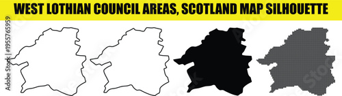 West lothian council areas scotland map silhouette. stock vector isolated on background