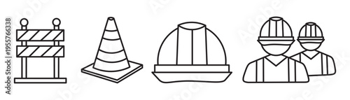 Construction site safety icons