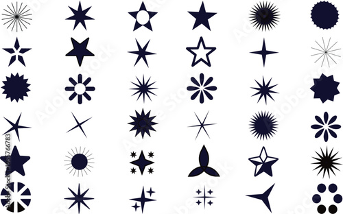 Star Shapes Vector Set Geometric Sparkle Icons Collection