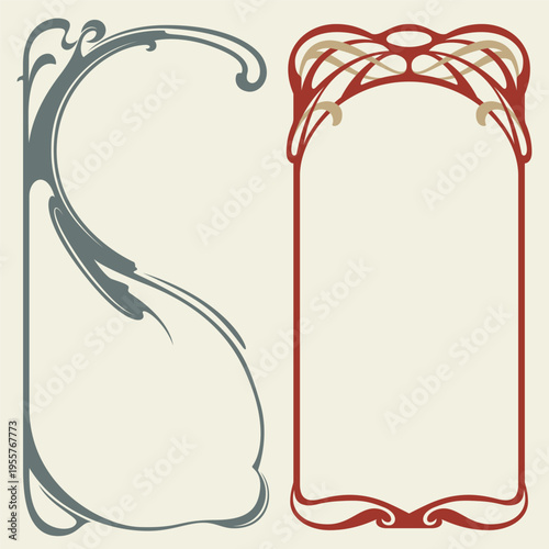 Elegant vintage frames in Art-Nouveau style.