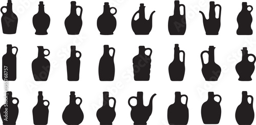 Large Bottle Silhouette Set – Diverse Plastic and Glass Container Icon Collection