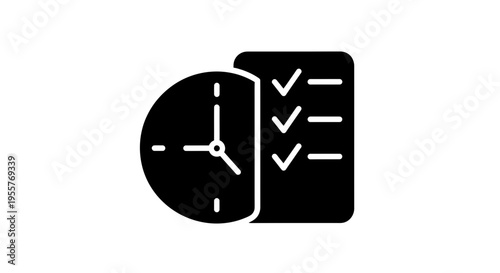 Clock and Checklist Icon for Time Management Tasks