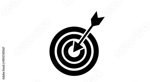 Target and Arrow Hitting Bullseye in the Center
