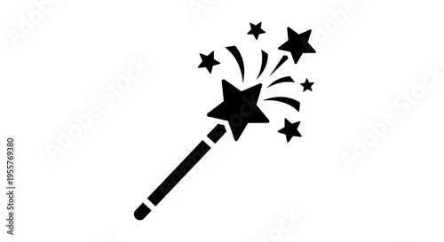 Star Magic Wand with Stars and Sparkles Illustration