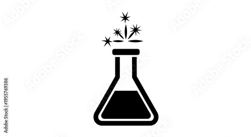 Vektor Chemical Reaction in Erlenmeyer Flask Icon