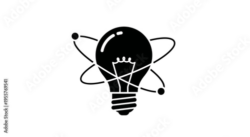 Lightbulb with Atom Illustration Representing New Ideas