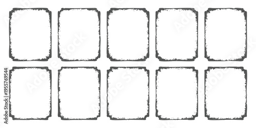 Set of ten rectangular grunge frames with distressed vintage edges vector illustration design element