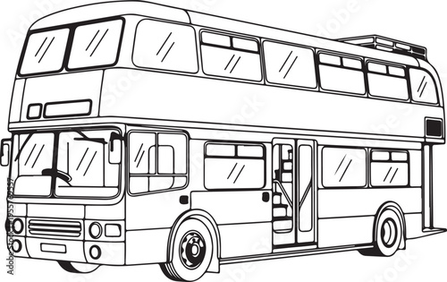 Double Decker Bus Line Art – London Style Public Transport Vector