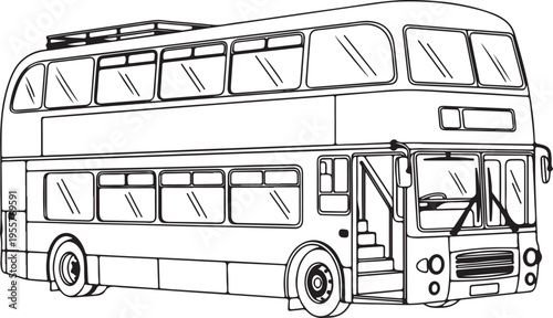 Double Decker Bus Line Art – London Style Public Transport Vector