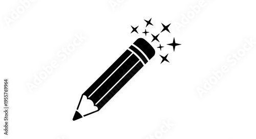 Pencil Icon with Sparkles Creative Design and Illustration