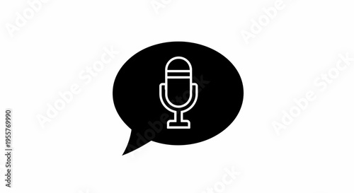 Microphone Speech Bubble Icon Illustration