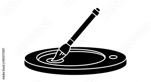 Paintbrush in Color Palette Illustration Black and White