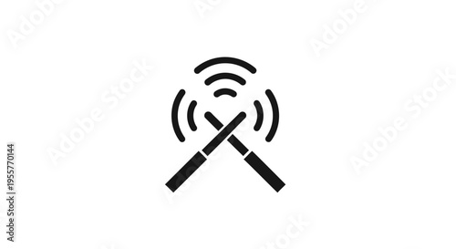 Vektor Crossed Wands Sending Magic Signals Illustration