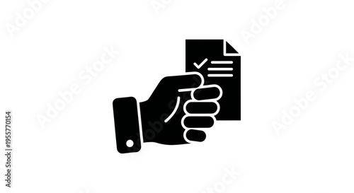 Hand Holding Document with Checkmark Icon Complete Tasks