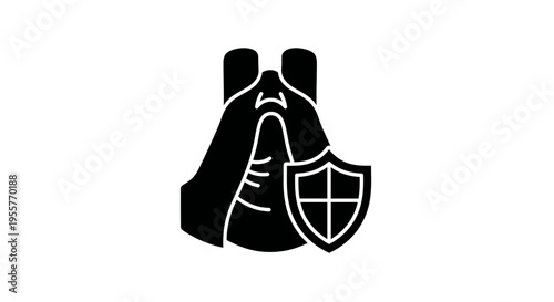 Shield Security Guard and Hands Protection Icon 60 Characters